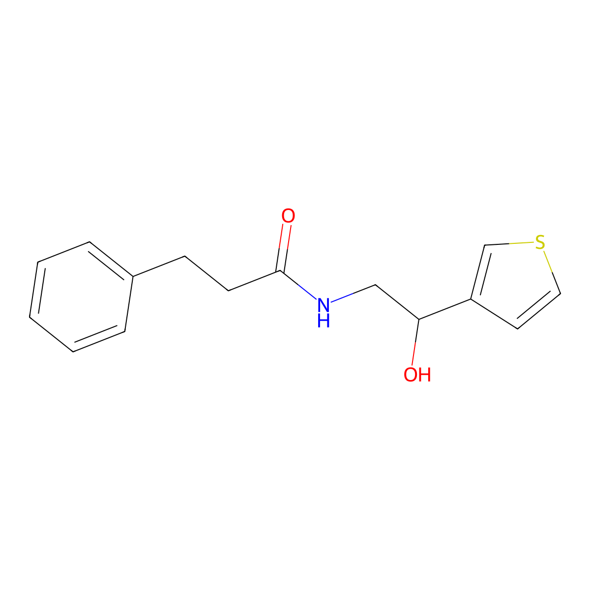 N-[2-hydroxy-2-(thiophen-3-yl)ethyl]-3-phenylpropanamide molecular structure, CAS 1251706-21-4