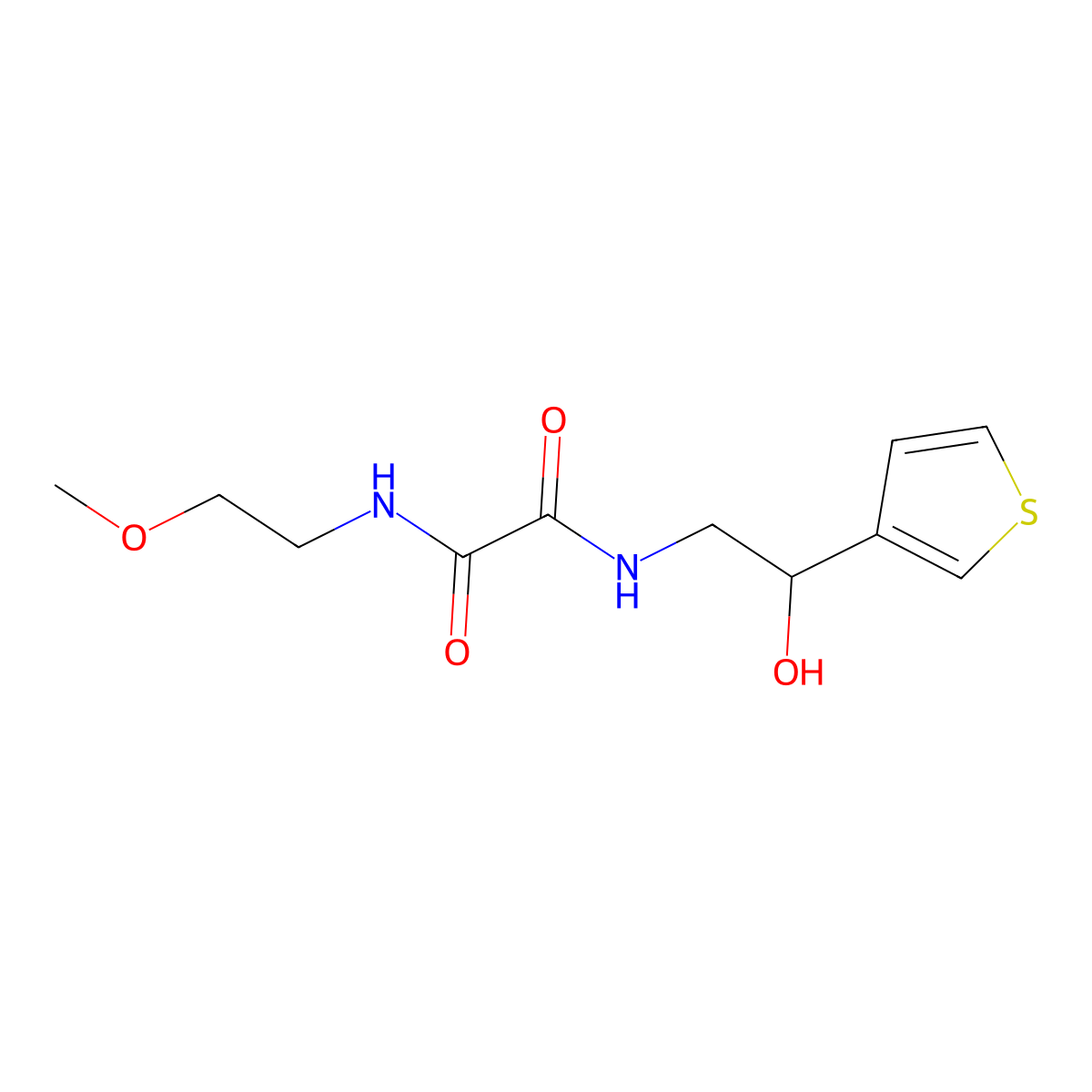 N1-(2-hydroxy-2-(thiophen-3-yl)ethyl)-N2-(2-methoxyethyl)oxalamide molecular structure, CAS 1251706-22-5
