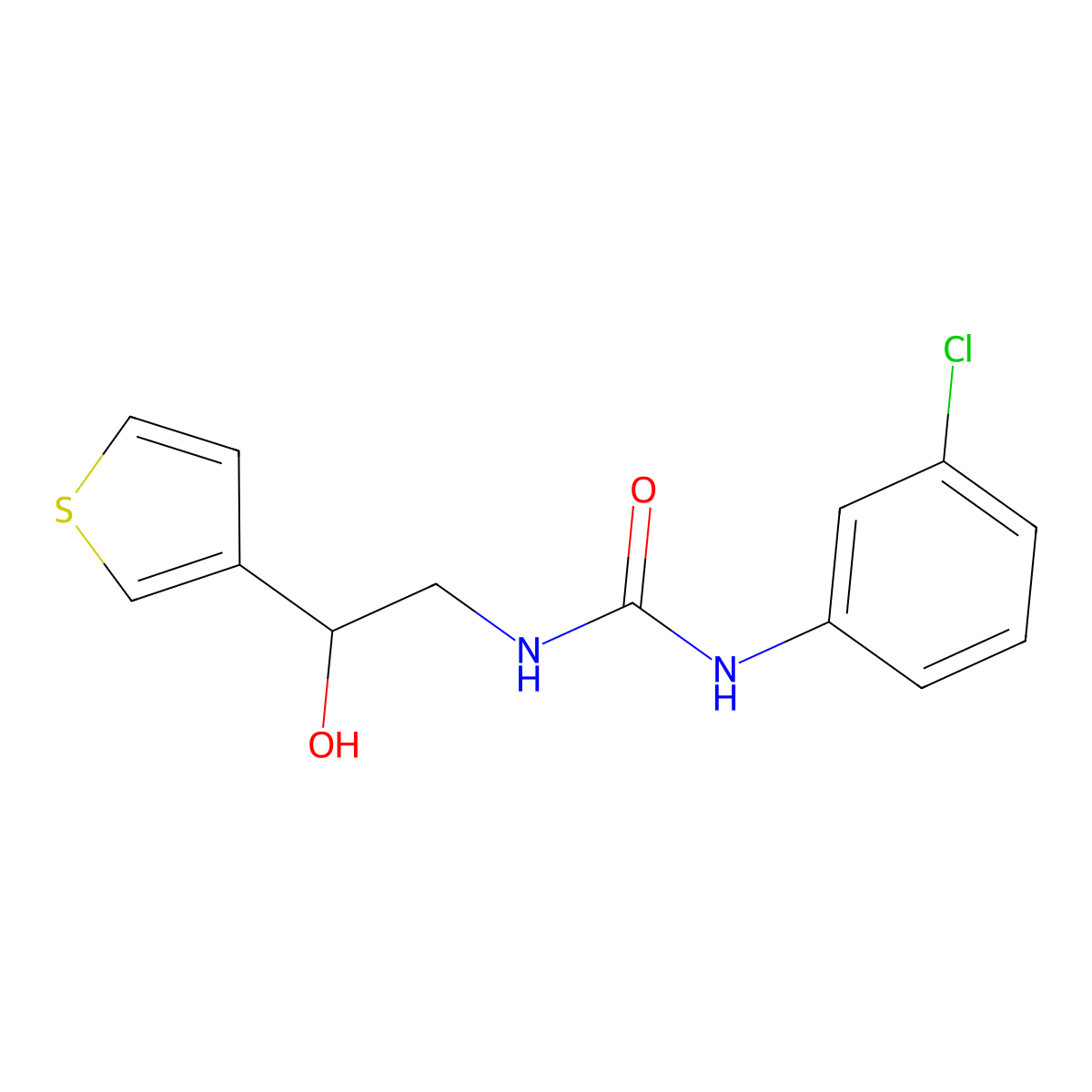 1-(3-Chlorophenyl)-3-(2-hydroxy-2-(thiophen-3-yl)ethyl)urea molecular structure, CAS 1251706-23-6