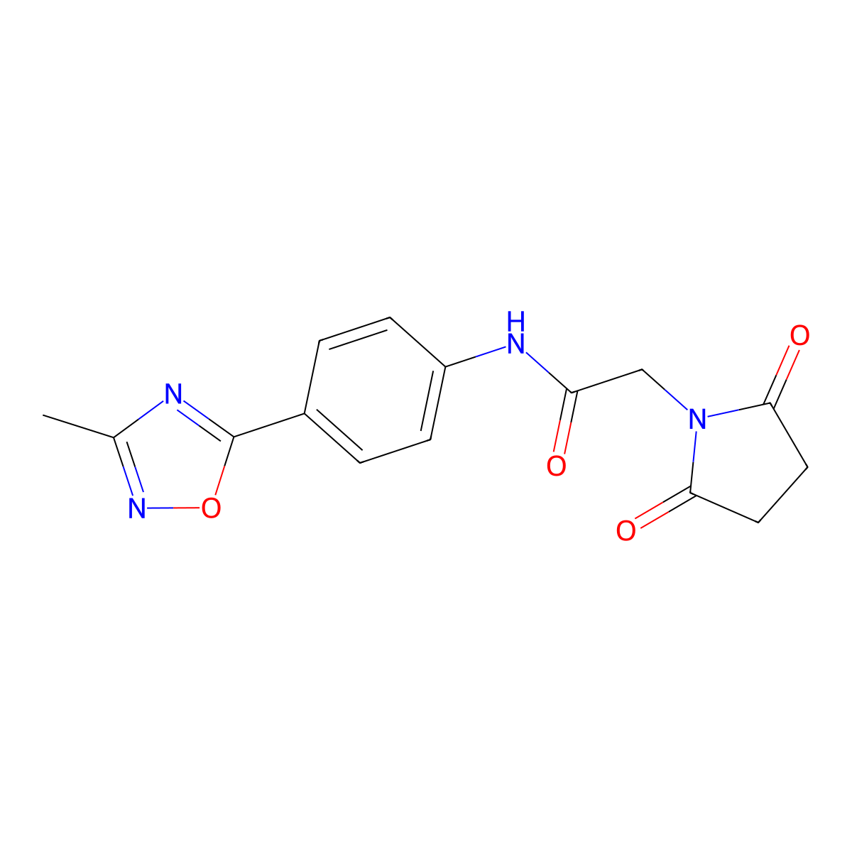 2-(2,5-dioxopyrrolidin-1-yl)-N-[4-(3-methyl-1,2,4-oxadiazol-5-yl)phenyl]acetamide molecular structure, CAS 1251706-39-4