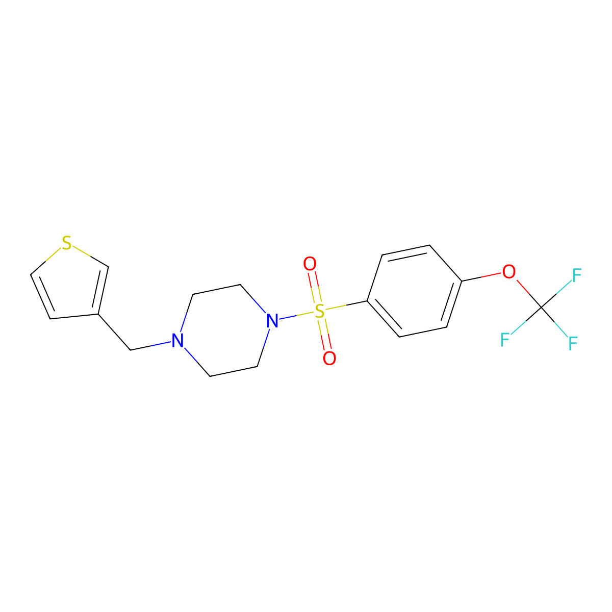 1-[(Thiophen-3-yl)methyl]-4-[4-(trifluoromethoxy)benzenesulfonyl]piperazine molecular structure, CAS 1251706-41-8