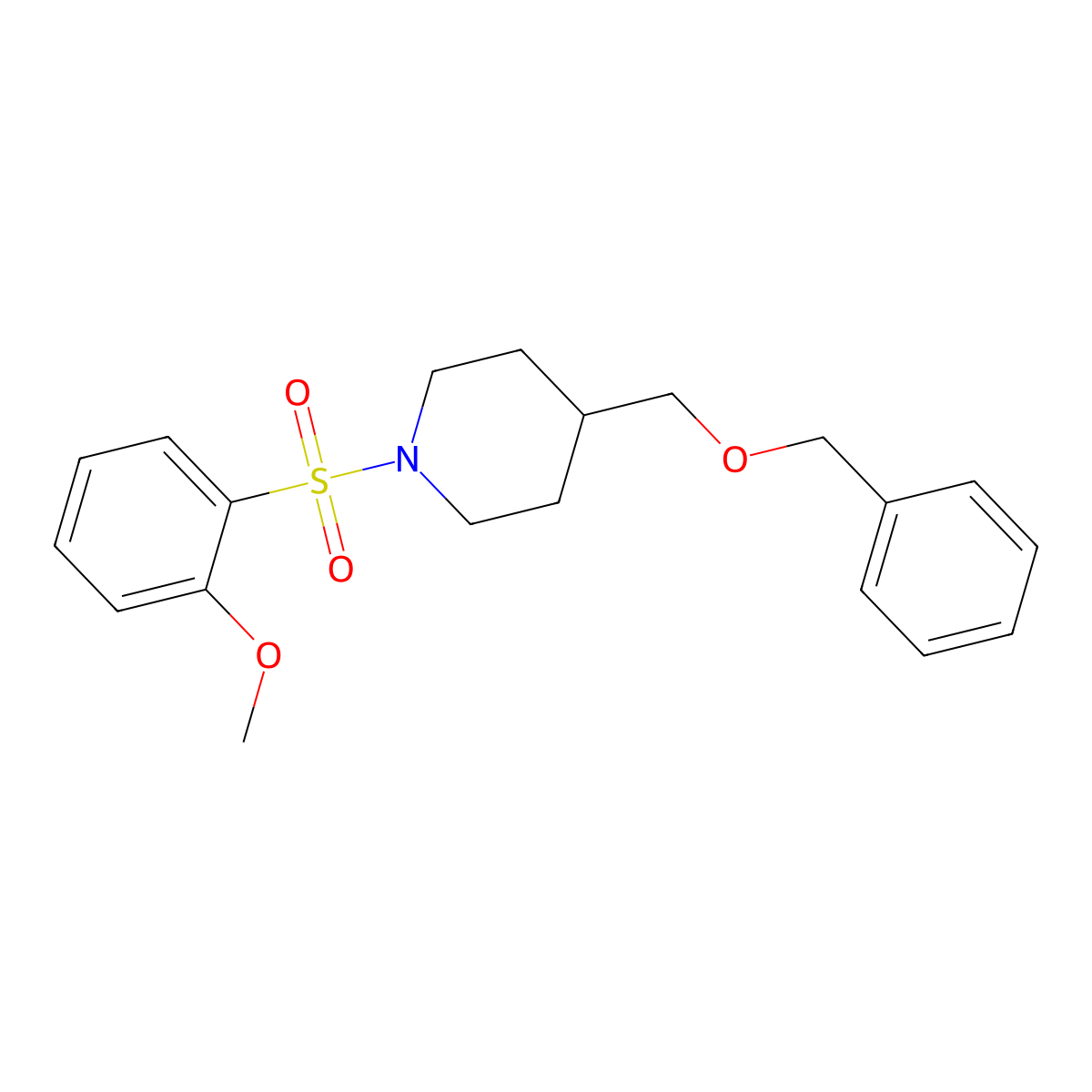 4-((Benzyloxy)methyl)-1-((2-methoxyphenyl)sulfonyl)piperidine molecular structure, CAS 1251706-50-9
