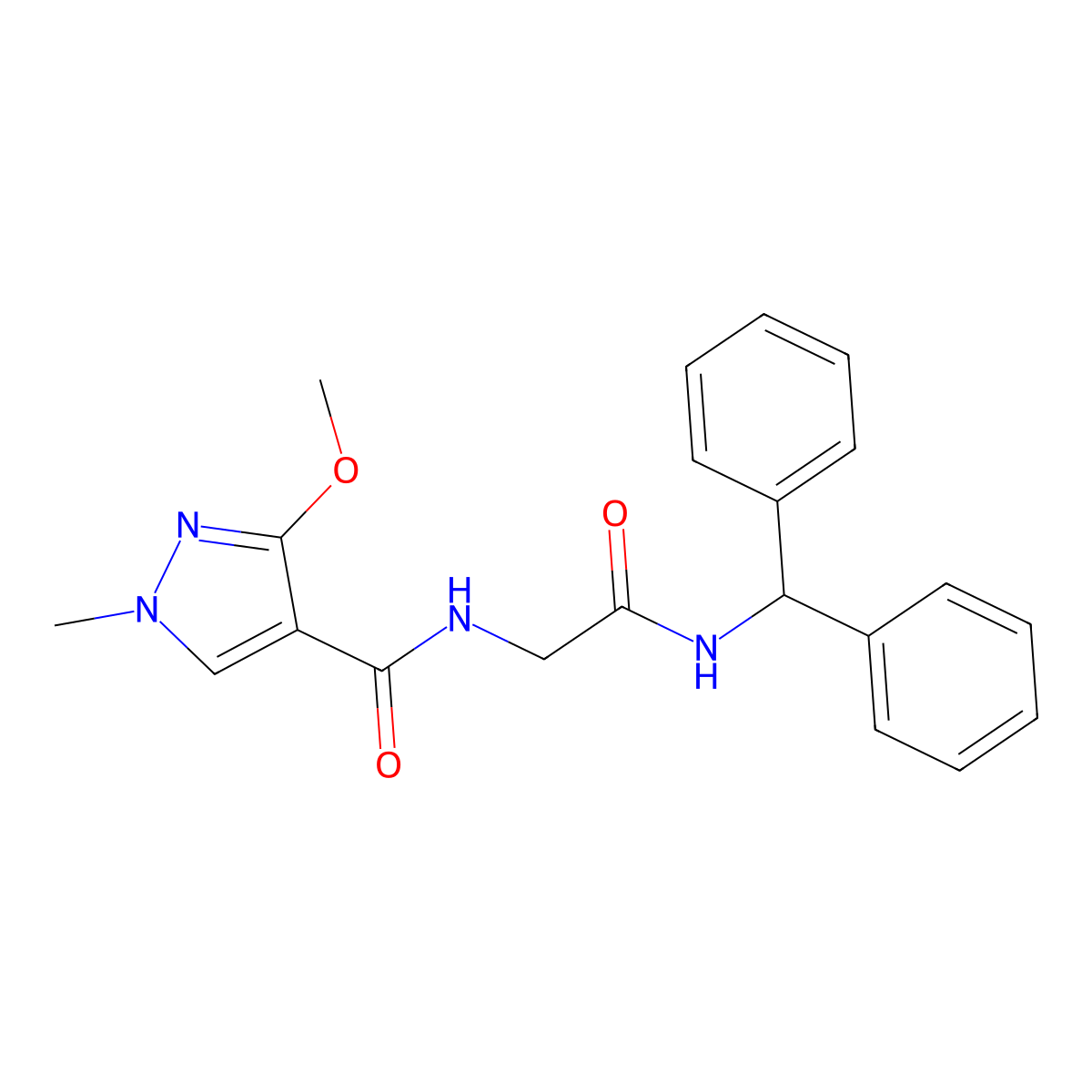 N-(2-(benzhydrylamino)-2-oxoethyl)-3-methoxy-1-methyl-1H-pyrazole-4-carboxamide molecular structure, CAS 1251706-61-2
