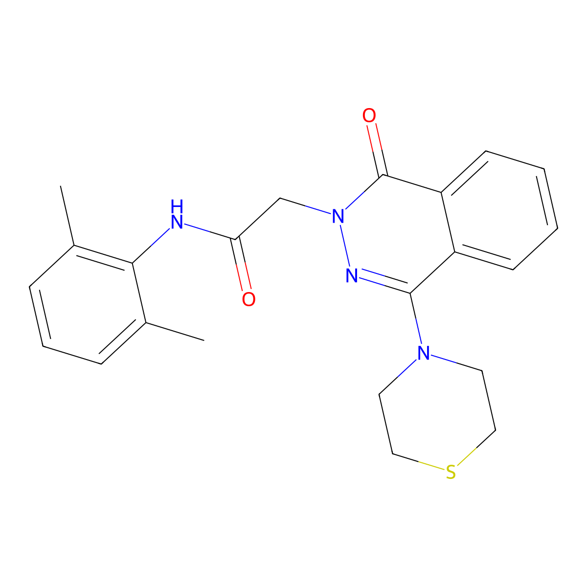N-(2,6-dimethylphenyl)-2-[1-oxo-4-(thiomorpholin-4-yl)-1,2-dihydrophthalazin-2-yl]acetamide molecular structure, CAS 1251706-88-3