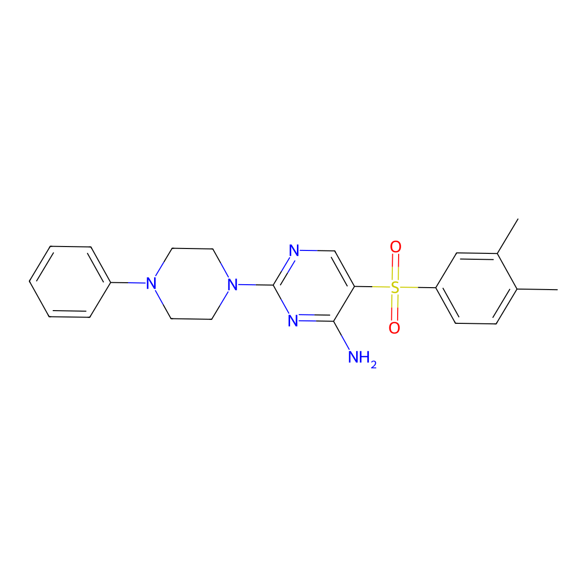 5-((3,4-Dimethylphenyl)sulfonyl)-2-(4-phenylpiperazin-1-yl)pyrimidin-4-amine molecular structure, CAS 1251706-89-4