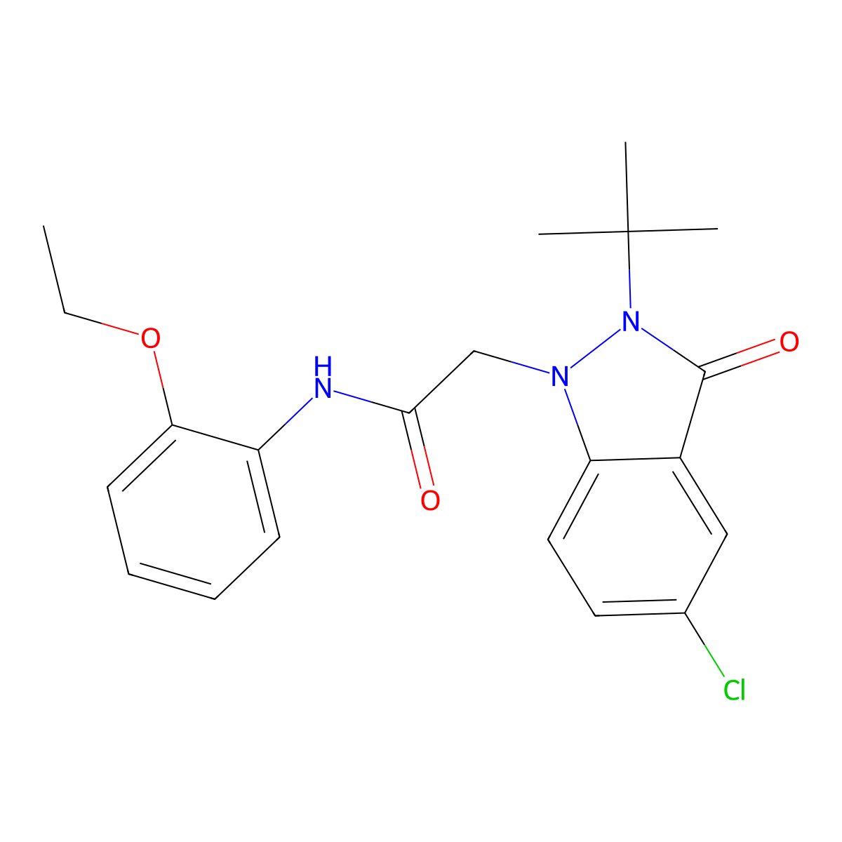 2-(2-(tert-butyl)-5-chloro-3-oxo-2,3-dihydro-1H-indazol-1-yl)-N-(2-ethoxyphenyl)acetamide molecular structure, CAS 1251706-92-9
