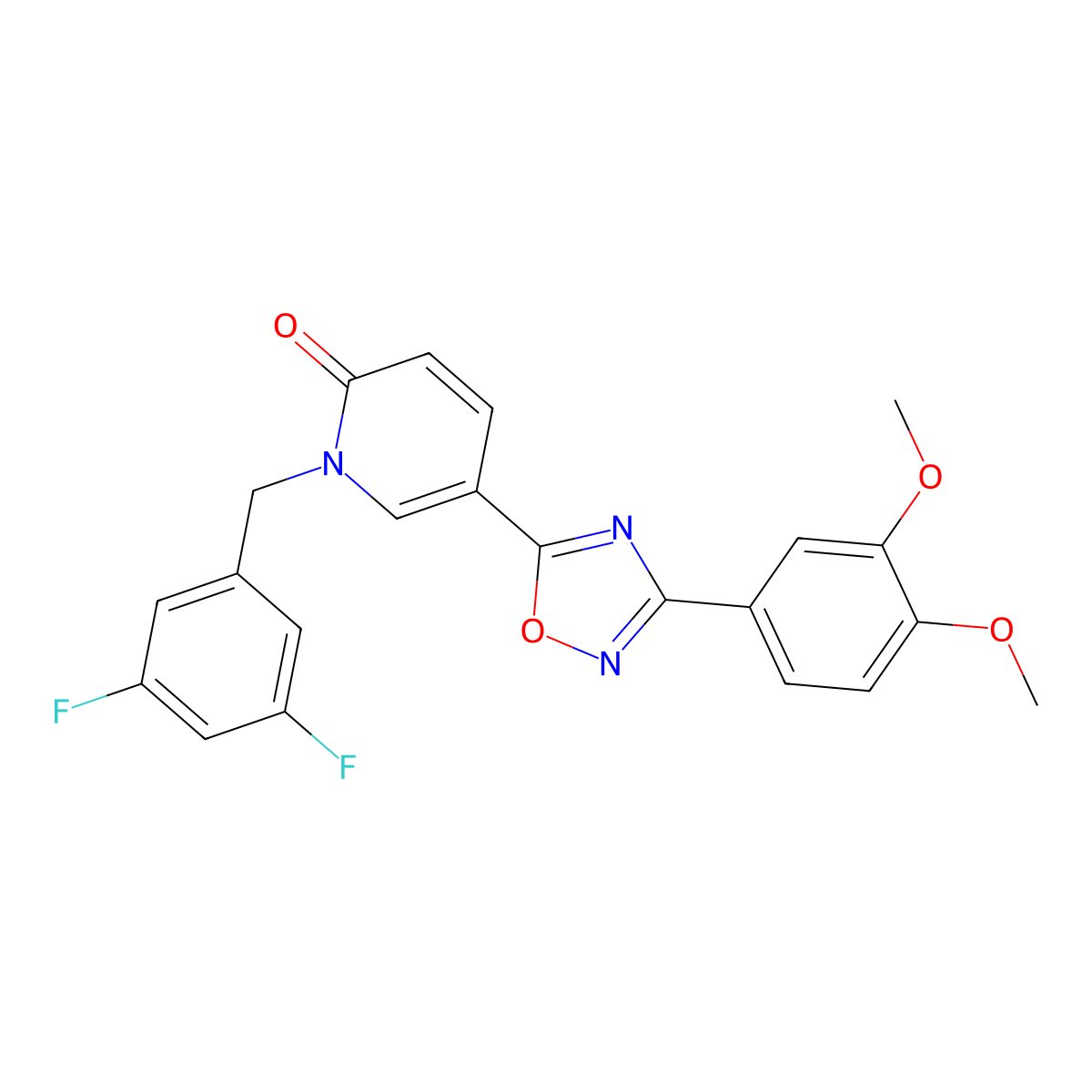 1-[(3,5-Difluorophenyl)methyl]-5-[3-(3,4-dimethoxyphenyl)-1,2,4-oxadiazol-5-yl]-1,2-dihydropyridin-2-one molecular structure, CAS 1251706-94-1