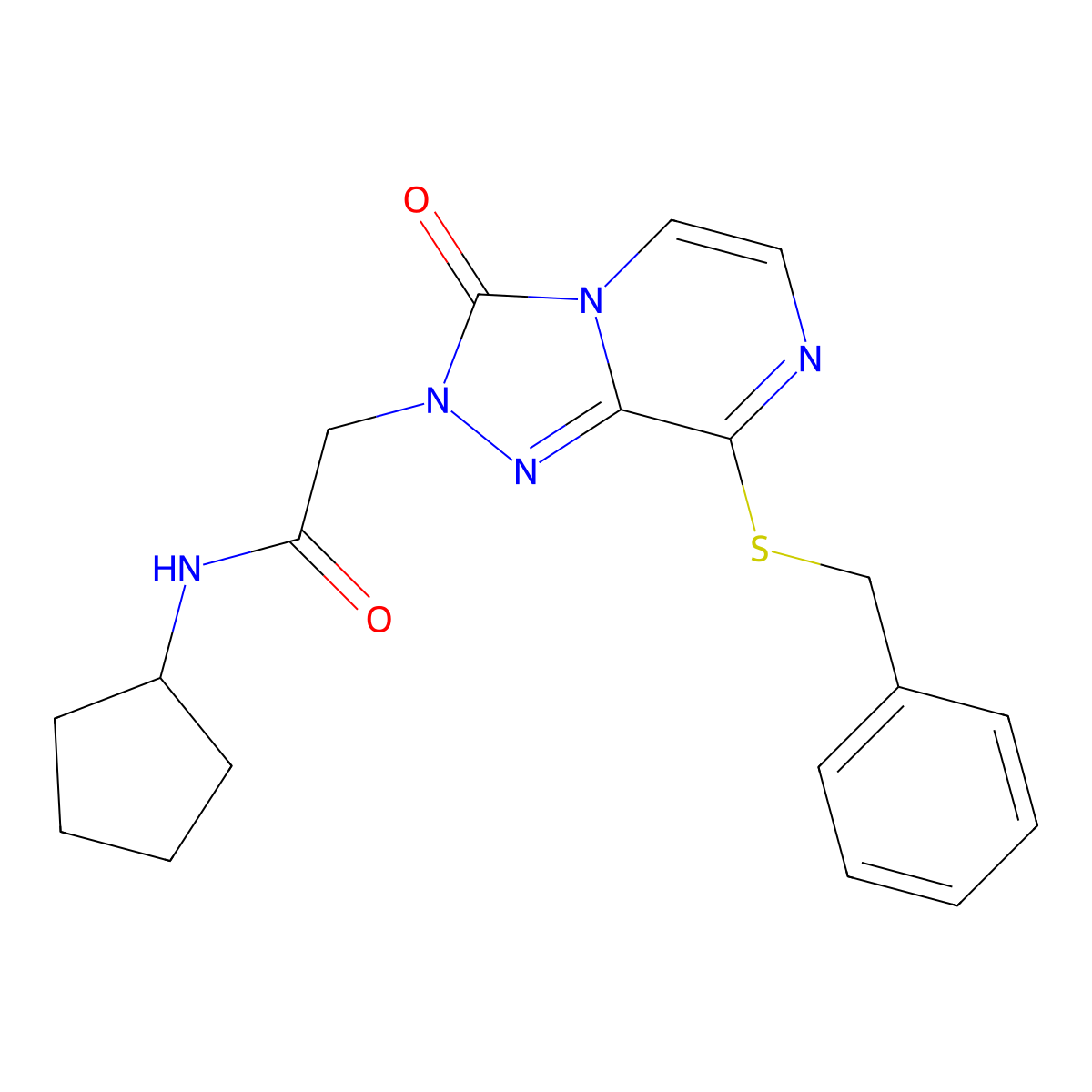 2-[8-(benzylthio)-3-oxo[1,2,4]triazolo[4,3-a]pyrazin-2(3H)-yl]-N-cyclopentylacetamide molecular structure, CAS 1251707-21-7