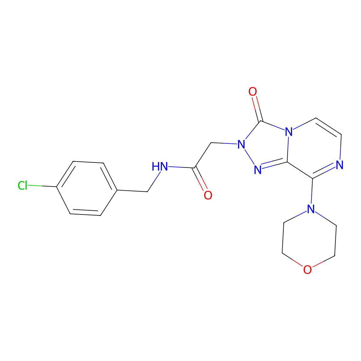 N-(4-chlorobenzyl)-2-(8-morpholino-3-oxo-[1,2,4]triazolo[4,3-a]pyrazin-2(3H)-yl)acetamide molecular structure, CAS 1251707-41-1