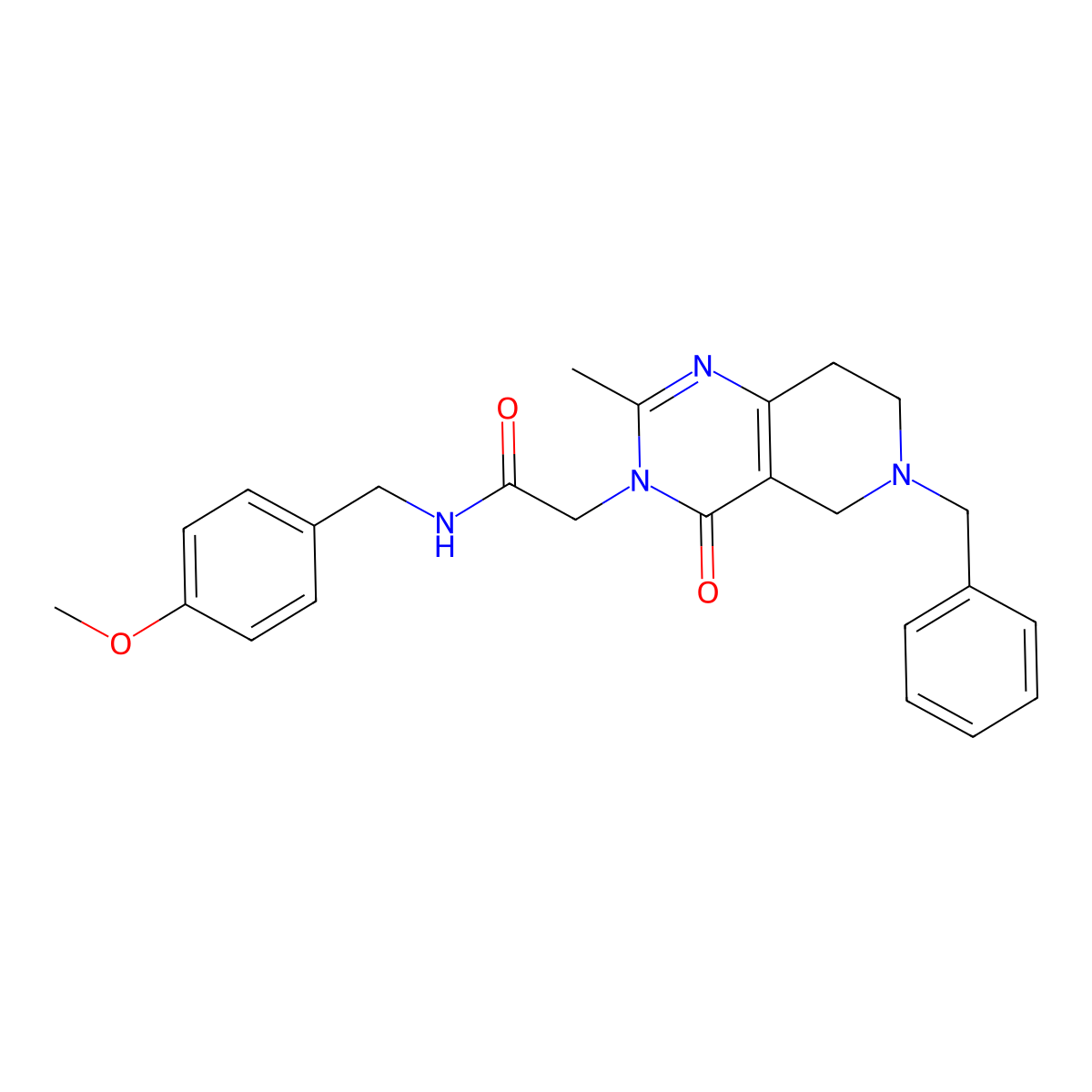 2-(6-benzyl-2-methyl-4-oxo-5,6,7,8-tetrahydropyrido[4,3-d]pyrimidin-3(4H)-yl)-N-(4-methoxybenzyl)acetamide molecular structure, CAS 1251707-57-9