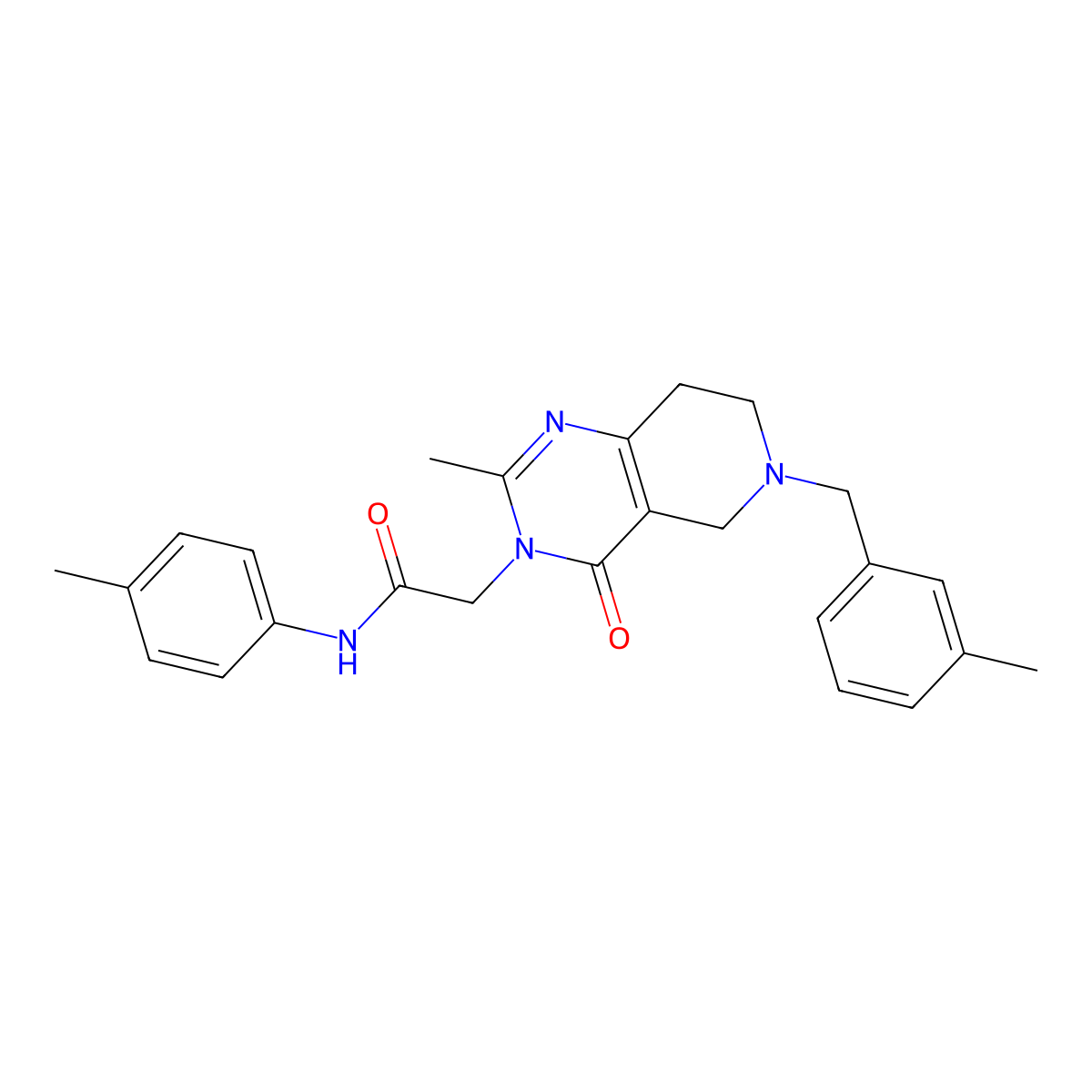 2-(2-methyl-6-(3-methylbenzyl)-4-oxo-5,6,7,8-tetrahydropyrido[4,3-d]pyrimidin-3(4H)-yl)-N-(p-tolyl)acetamide molecular structure, CAS 1251707-60-4
