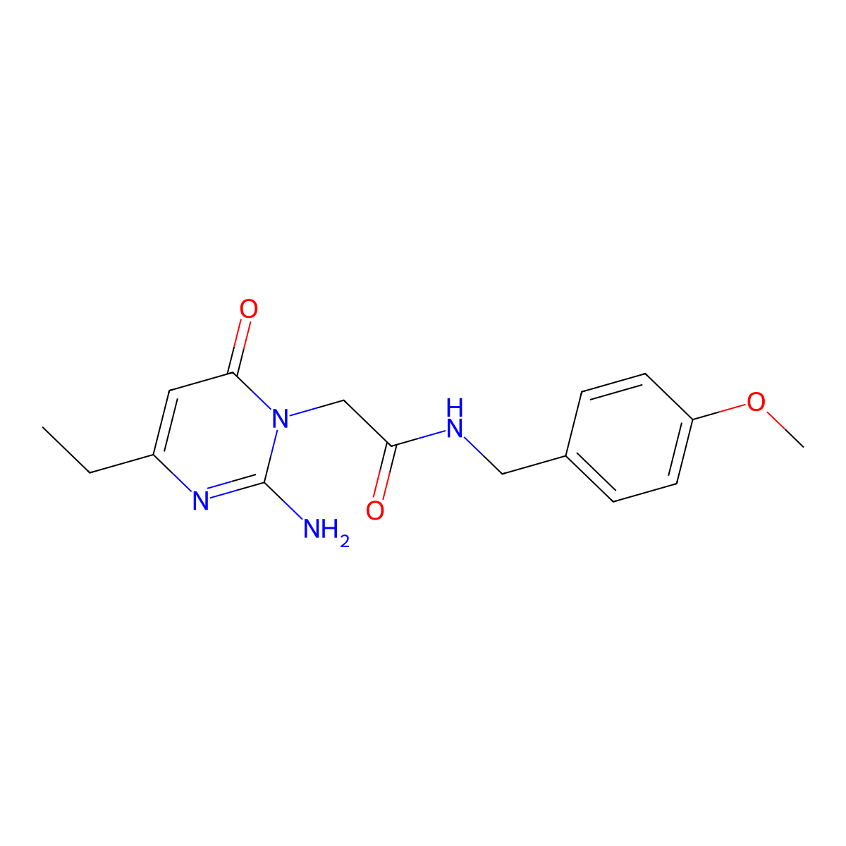 2-(2-amino-4-ethyl-6-oxo-1,6-dihydropyrimidin-1-yl)-N-[(4-methoxyphenyl)methyl]acetamide molecular structure, CAS 1251707-66-0