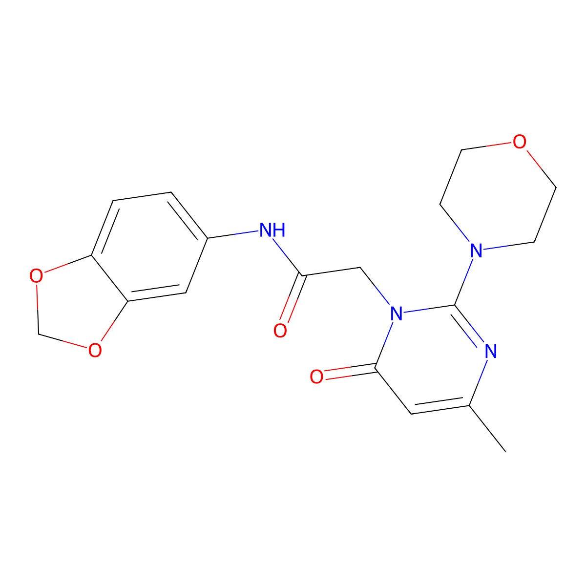 N-(2H-1,3-benzodioxol-5-yl)-2-[4-methyl-2-(morpholin-4-yl)-6-oxo-1,6-dihydropyrimidin-1-yl]acetamide molecular structure, CAS 1251707-68-2