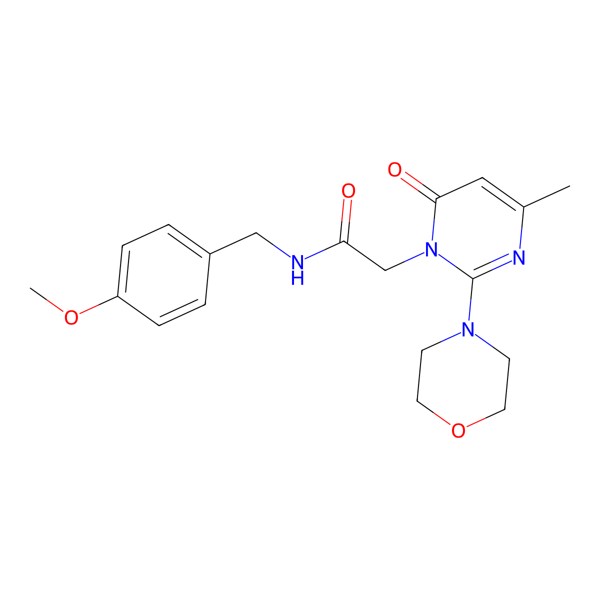 N-[(4-methoxyphenyl)methyl]-2-[4-methyl-2-(morpholin-4-yl)-6-oxo-1,6-dihydropyrimidin-1-yl]acetamide molecular structure, CAS 1251707-70-6