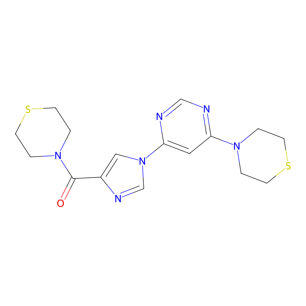 thiomorpholino(1-(6-thiomorpholinopyrimidin-4-yl)-1H-imidazol-4-yl)methanone molecular structure, CAS 1251707-76-2