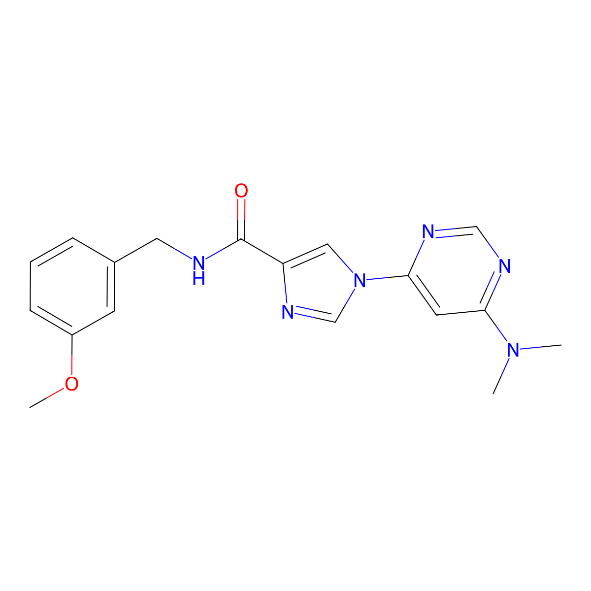 1-[6-(dimethylamino)pyrimidin-4-yl]-N-[(3-methoxyphenyl)methyl]-1H-imidazole-4-carboxamide molecular structure, CAS 1251707-77-3