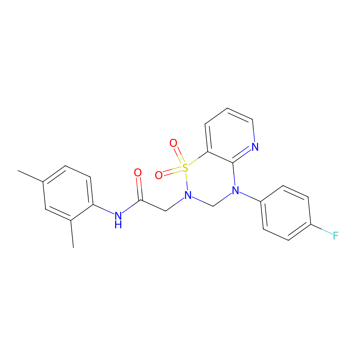 N-(2,4-dimethylphenyl)-2-(4-(4-fluorophenyl)-1,1-dioxido-3,4-dihydro-2H-pyrido[2,3-e][1,2,4]thiadiazin-2-yl)acetamide molecular structure, CAS 1251707-84-2