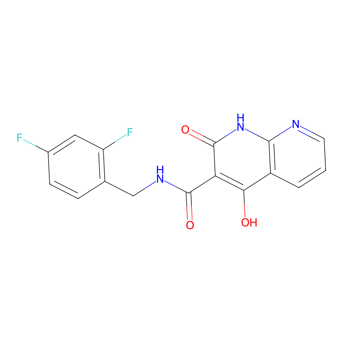 N-[(2,4-difluorophenyl)methyl]-4-hydroxy-2-oxo-1H-1,8-naphthyridine-3-carboxamide molecular structure, CAS 1251707-88-6
