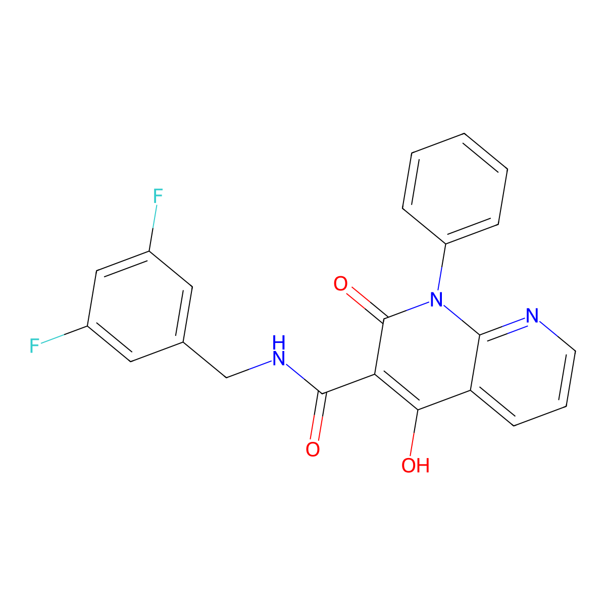 N-[(3,5-difluorophenyl)methyl]-4-hydroxy-2-oxo-1-phenyl-1,2-dihydro-1,8-naphthyridine-3-carboxamide molecular structure, CAS 1251707-90-0