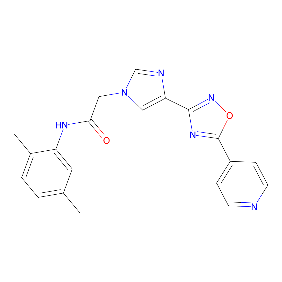 N-(2,5-dimethylphenyl)-2-{4-[5-(pyridin-4-yl)-1,2,4-oxadiazol-3-yl]-1H-imidazol-1-yl}acetamide molecular structure, CAS 1251707-91-1