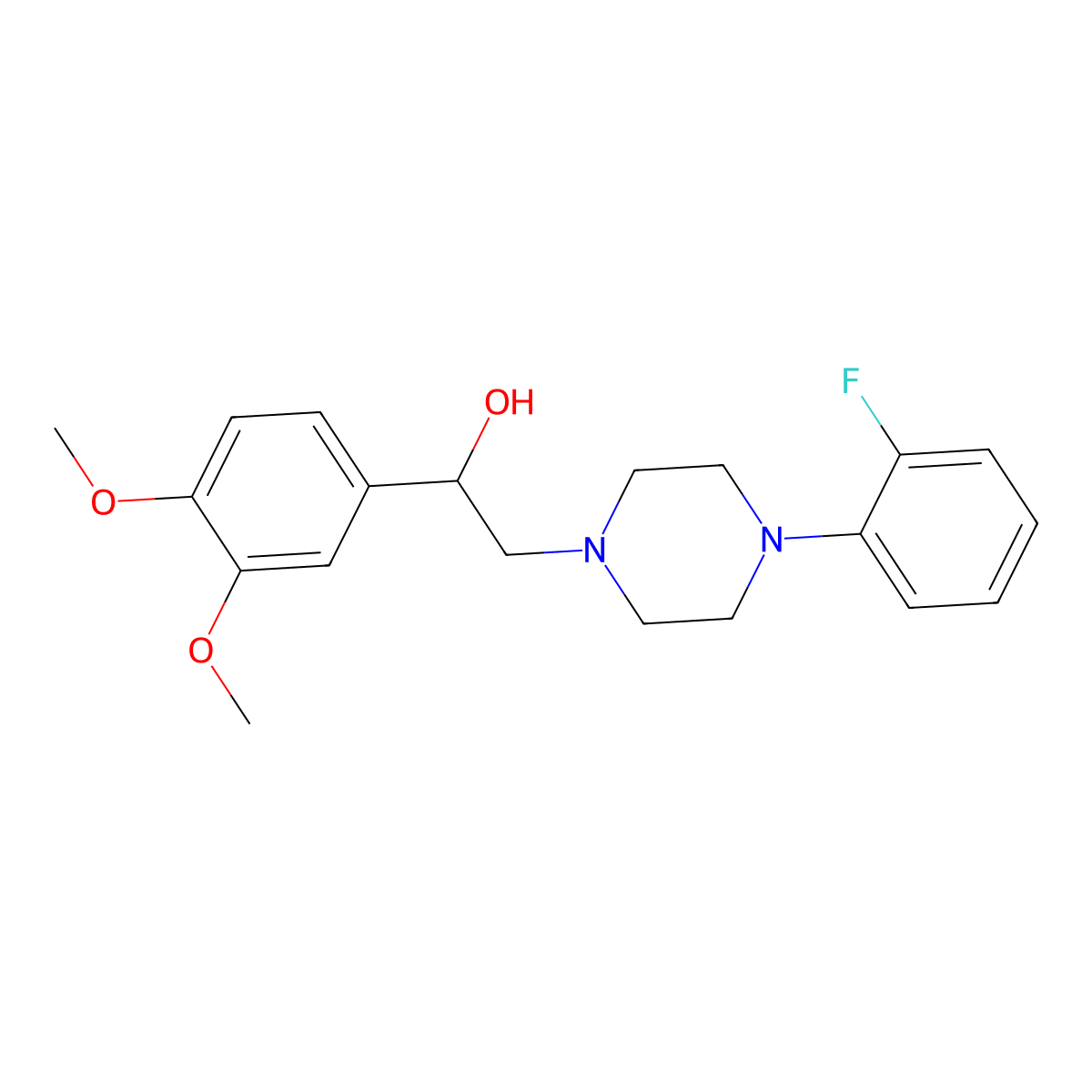 1-(3,4-Dimethoxyphenyl)-2-[4-(2-fluorophenyl)piperazin-1-yl]ethan-1-ol molecular structure, CAS 1251708-00-5
