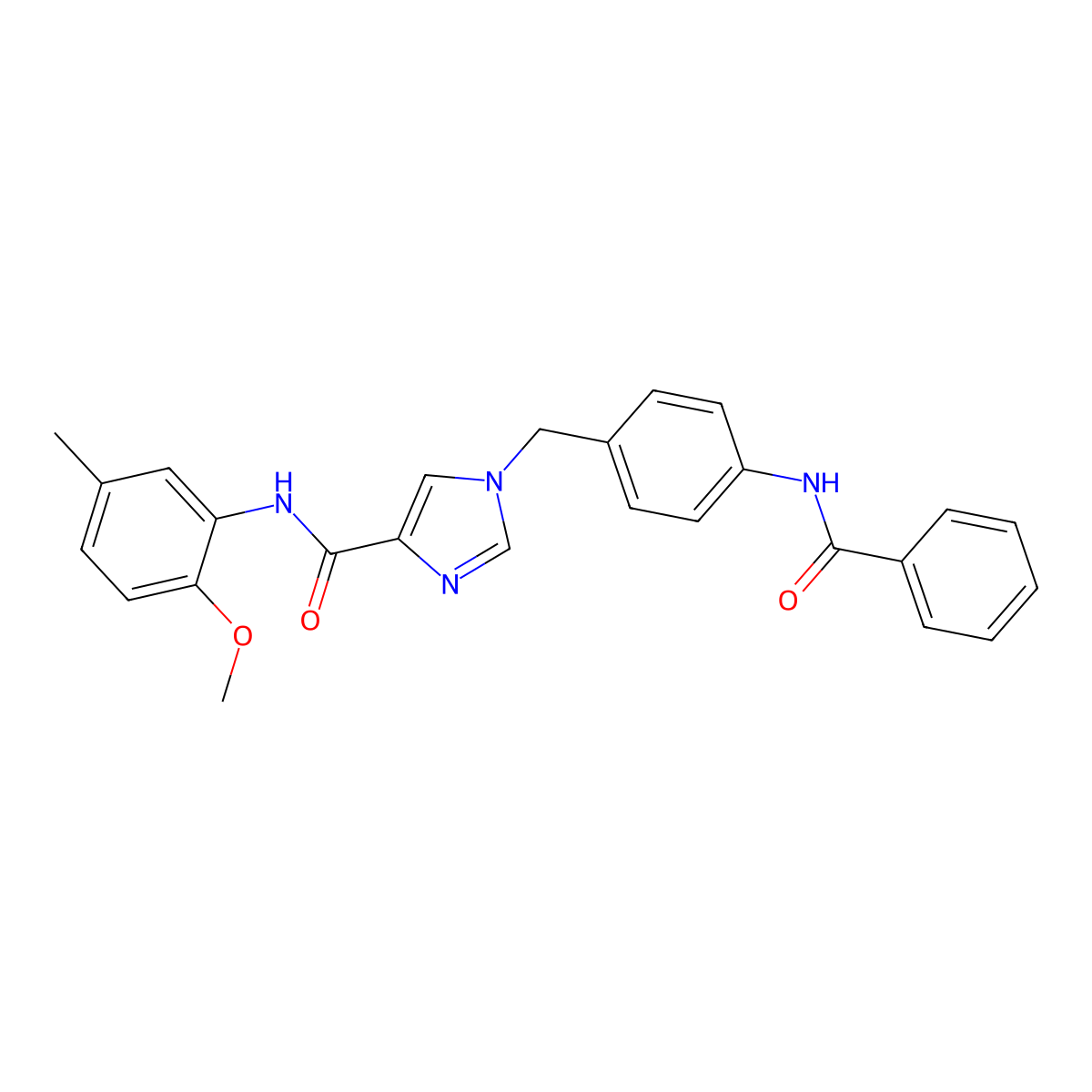 1-[(4-benzamidophenyl)methyl]-N-(2-methoxy-5-methylphenyl)-1H-imidazole-4-carboxamide molecular structure, CAS 1251708-14-1