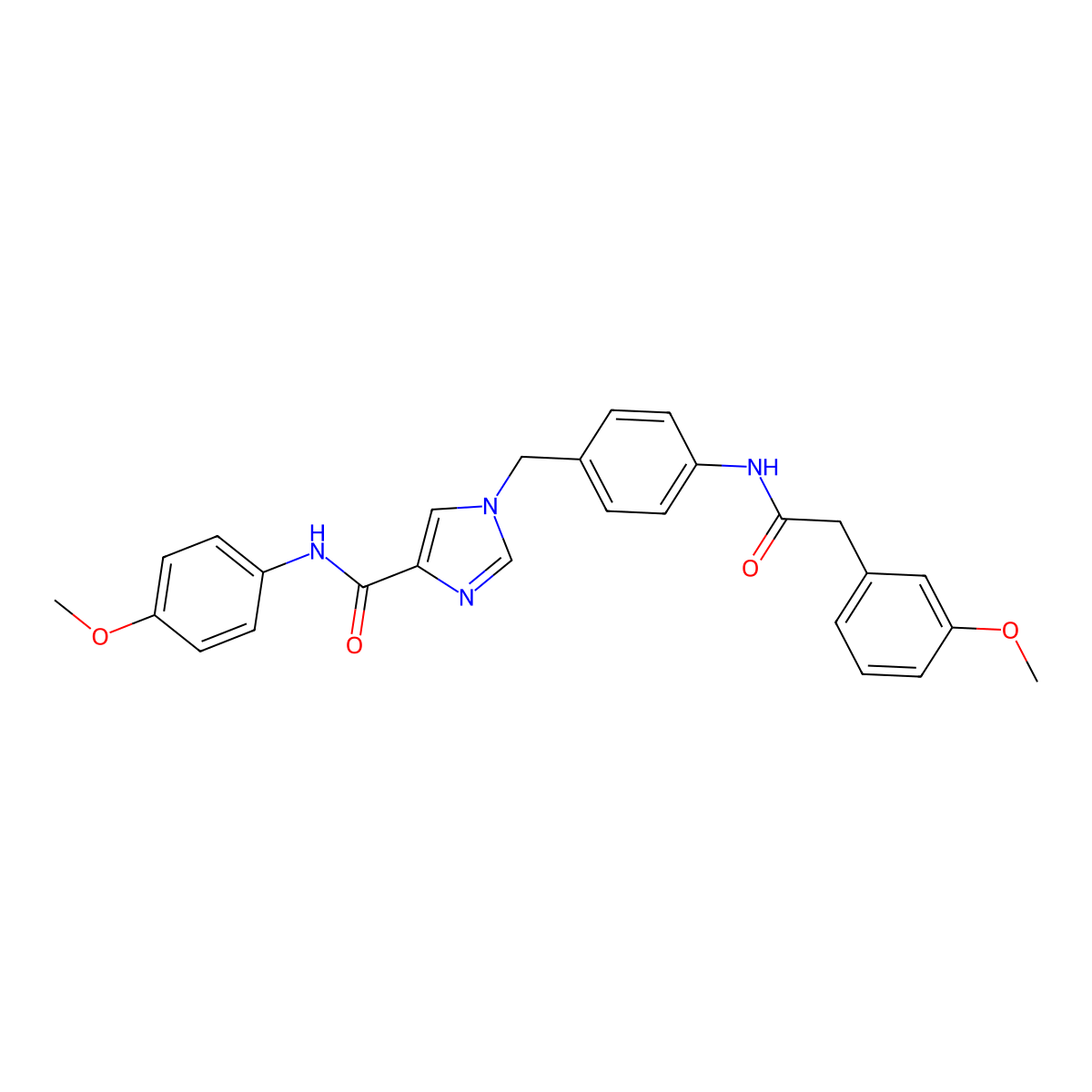 N-(4-methoxyphenyl)-1-(4-(2-(3-methoxyphenyl)acetamido)benzyl)-1H-imidazole-4-carboxamide molecular structure, CAS 1251708-16-3
