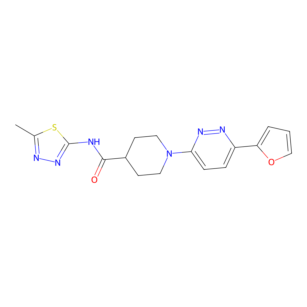 1-[6-(furan-2-yl)pyridazin-3-yl]-N-(5-methyl-1,3,4-thiadiazol-2-yl)piperidine-4-carboxamide molecular structure, CAS 1251708-19-6