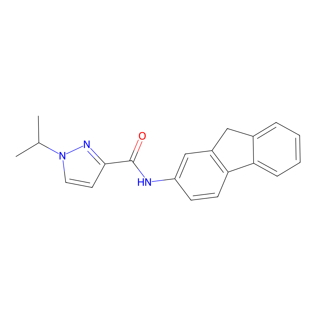 N-(9H-fluoren-2-yl)-1-isopropyl-1H-pyrazole-3-carboxamide molecular structure, CAS 1251708-21-0