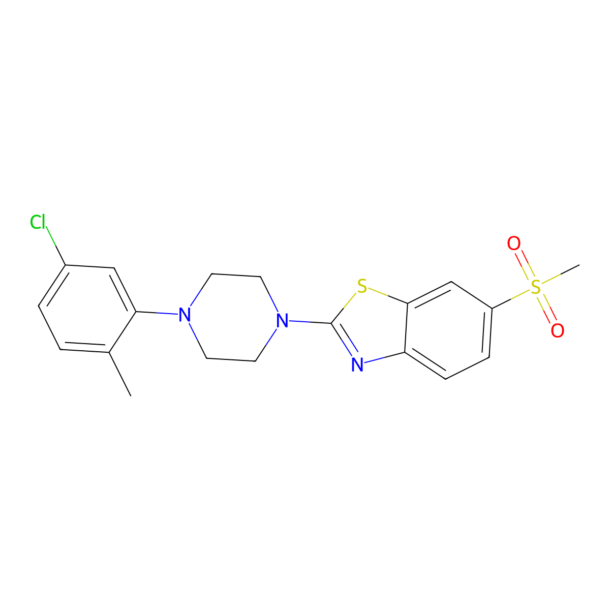 2-(4-(5-Chloro-2-methylphenyl)piperazin-1-yl)-6-(methylsulfonyl)benzo[d]thiazole molecular structure, CAS 1251708-22-1
