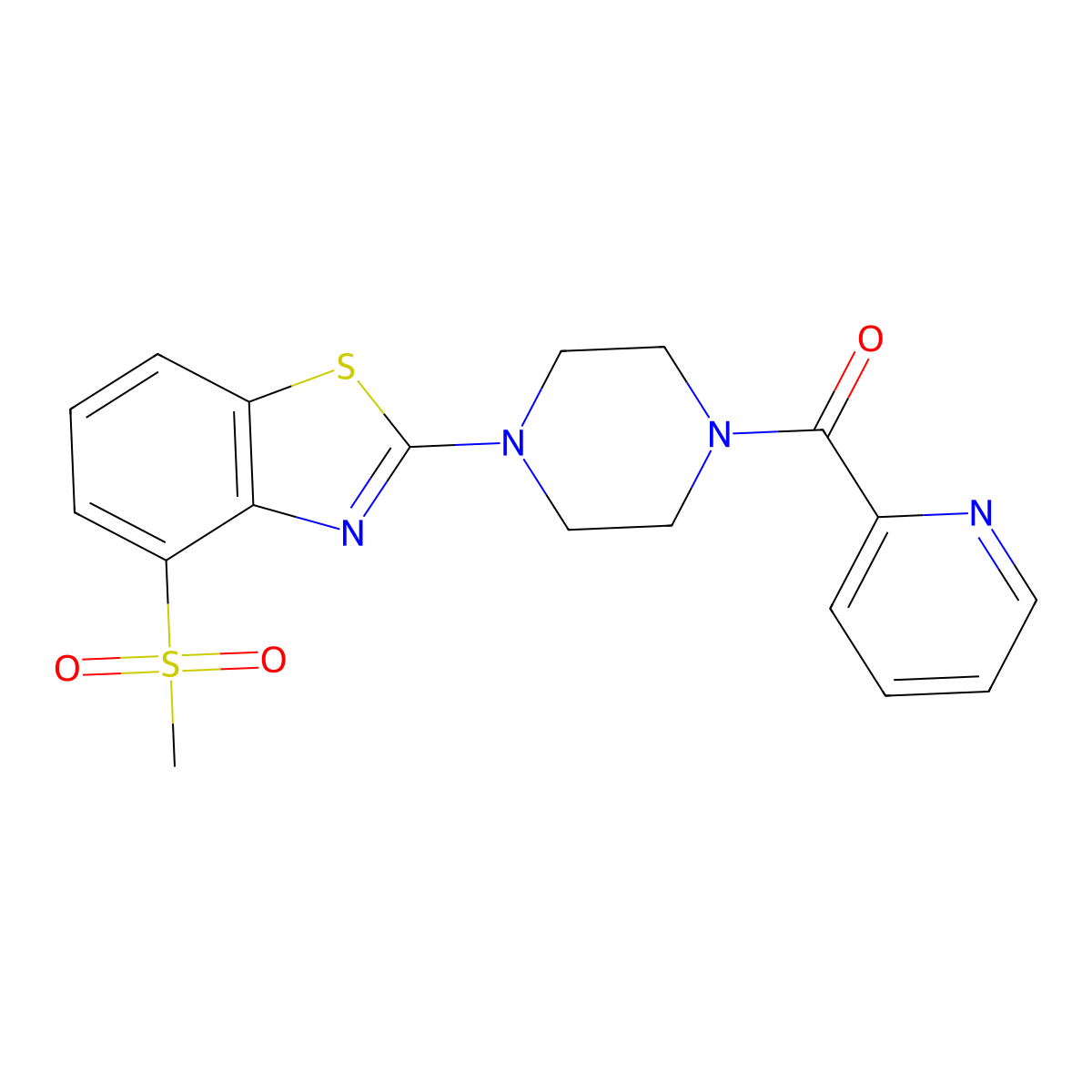 (4-(4-(Methylsulfonyl)benzo[d]thiazol-2-yl)piperazin-1-yl)(pyridin-2-yl)methanone molecular structure, CAS 1251708-26-5