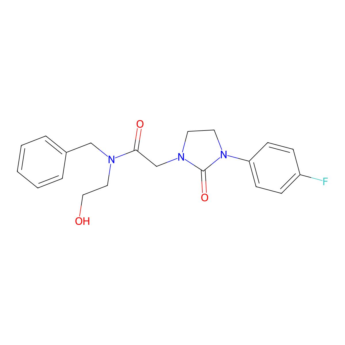 N-benzyl-2-[3-(4-fluorophenyl)-2-oxoimidazolidin-1-yl]-N-(2-hydroxyethyl)acetamide molecular structure, CAS 1251708-27-6
