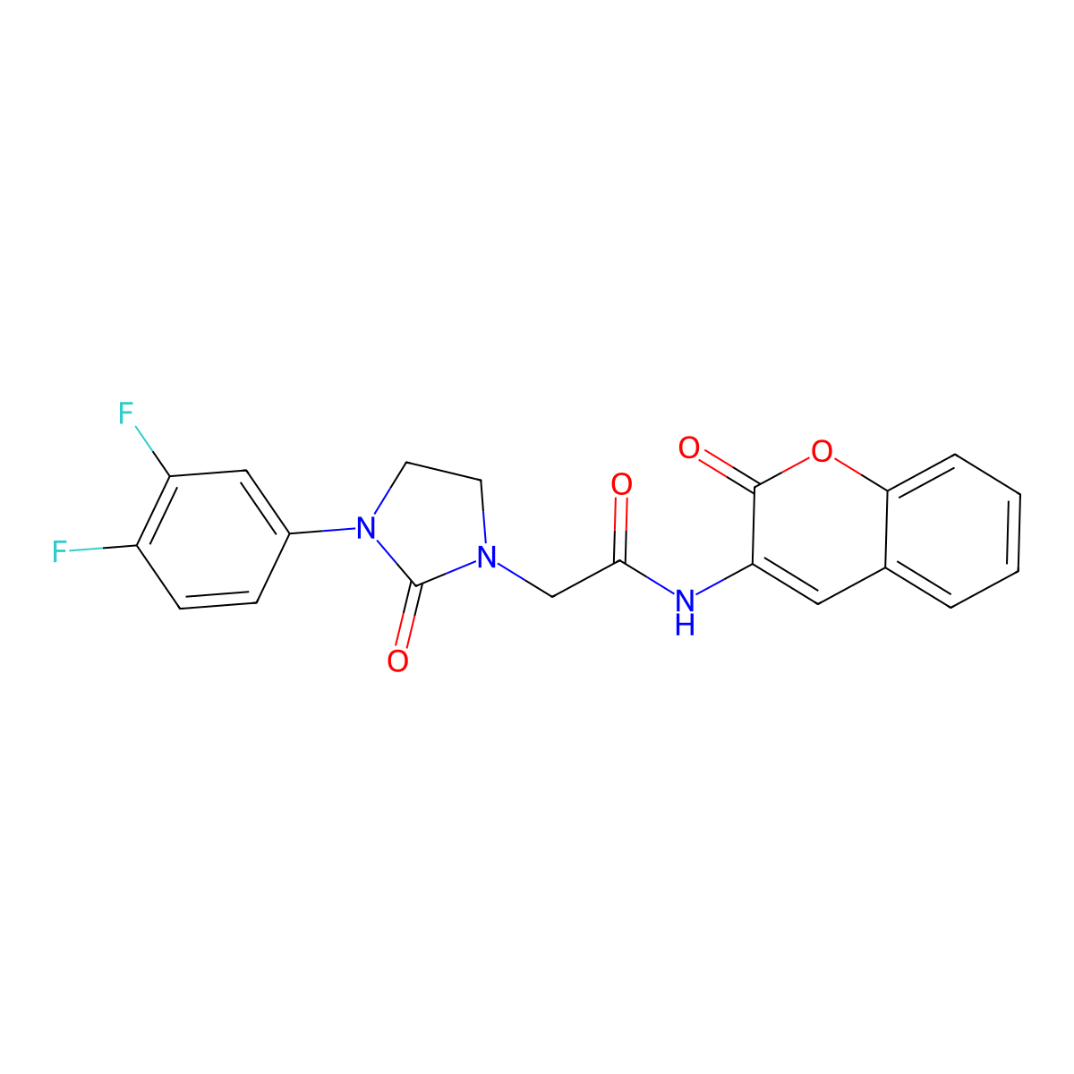 2-[3-(3,4-difluorophenyl)-2-oxoimidazolidin-1-yl]-N-(2-oxo-2H-chromen-3-yl)acetamide molecular structure, CAS 1251708-28-7