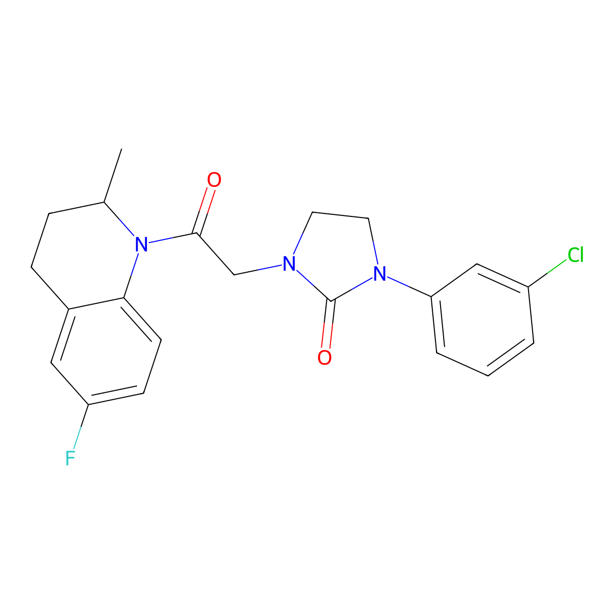 1-(3-chlorophenyl)-3-(2-(6-fluoro-2-methyl-3,4-dihydroquinolin-1(2H)-yl)-2-oxoethyl)imidazolidin-2-one molecular structure, CAS 1251708-29-8