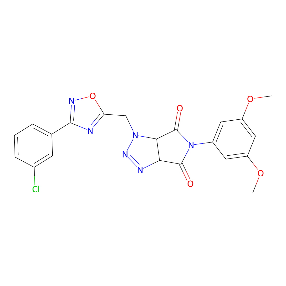 1-((3-(3-chlorophenyl)-1,2,4-oxadiazol-5-yl)methyl)-5-(3,5-dimethoxyphenyl)-1,6a-dihydropyrrolo[3,4-d][1,2,3]triazole-4,6(3aH,5H)-dione molecular structure, CAS 1251708-32-3