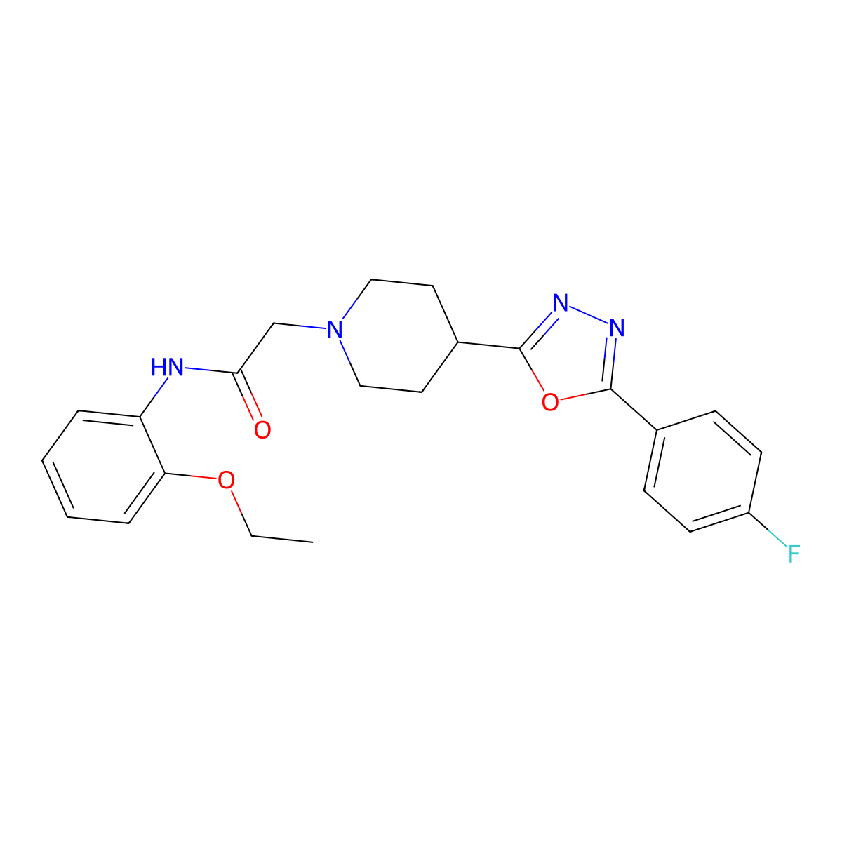 N-(2-ethoxyphenyl)-2-(4-(5-(4-fluorophenyl)-1,3,4-oxadiazol-2-yl)piperidin-1-yl)acetamide molecular structure, CAS 1251708-37-8