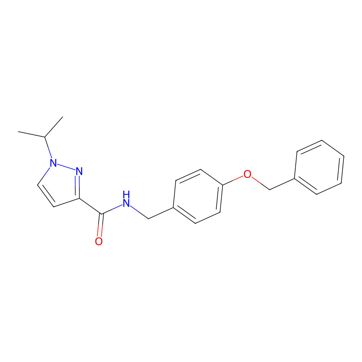N-(4-(benzyloxy)benzyl)-1-isopropyl-1H-pyrazole-3-carboxamide molecular structure, CAS 1251708-38-9