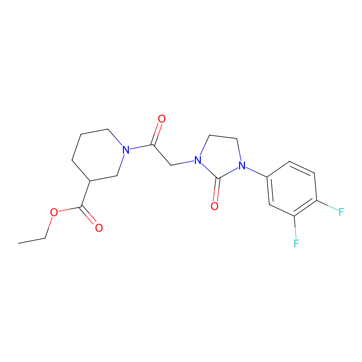Ethyl 1-(2-(3-(3,4-difluorophenyl)-2-oxoimidazolidin-1-yl)acetyl)piperidine-3-carboxylate molecular structure, CAS 1251708-41-4