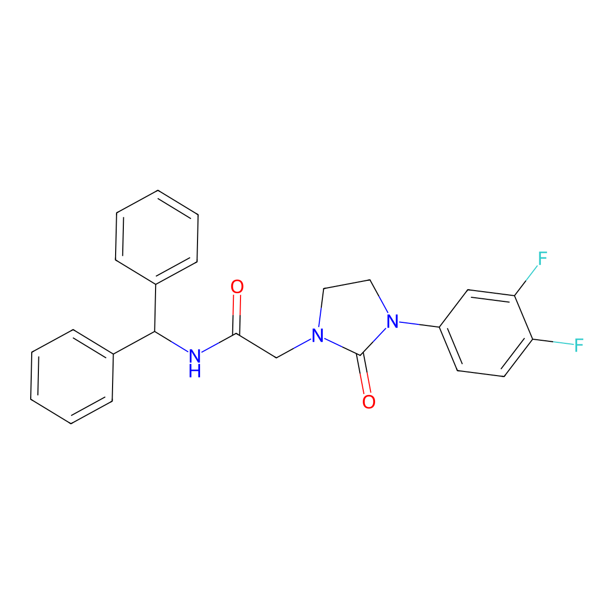 N-benzhydryl-2-(3-(3,4-difluorophenyl)-2-oxoimidazolidin-1-yl)acetamide molecular structure, CAS 1251708-42-5