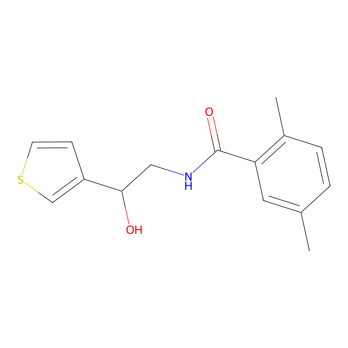N-[2-hydroxy-2-(thiophen-3-yl)ethyl]-2,5-dimethylbenzamide molecular structure, CAS 1251708-49-2