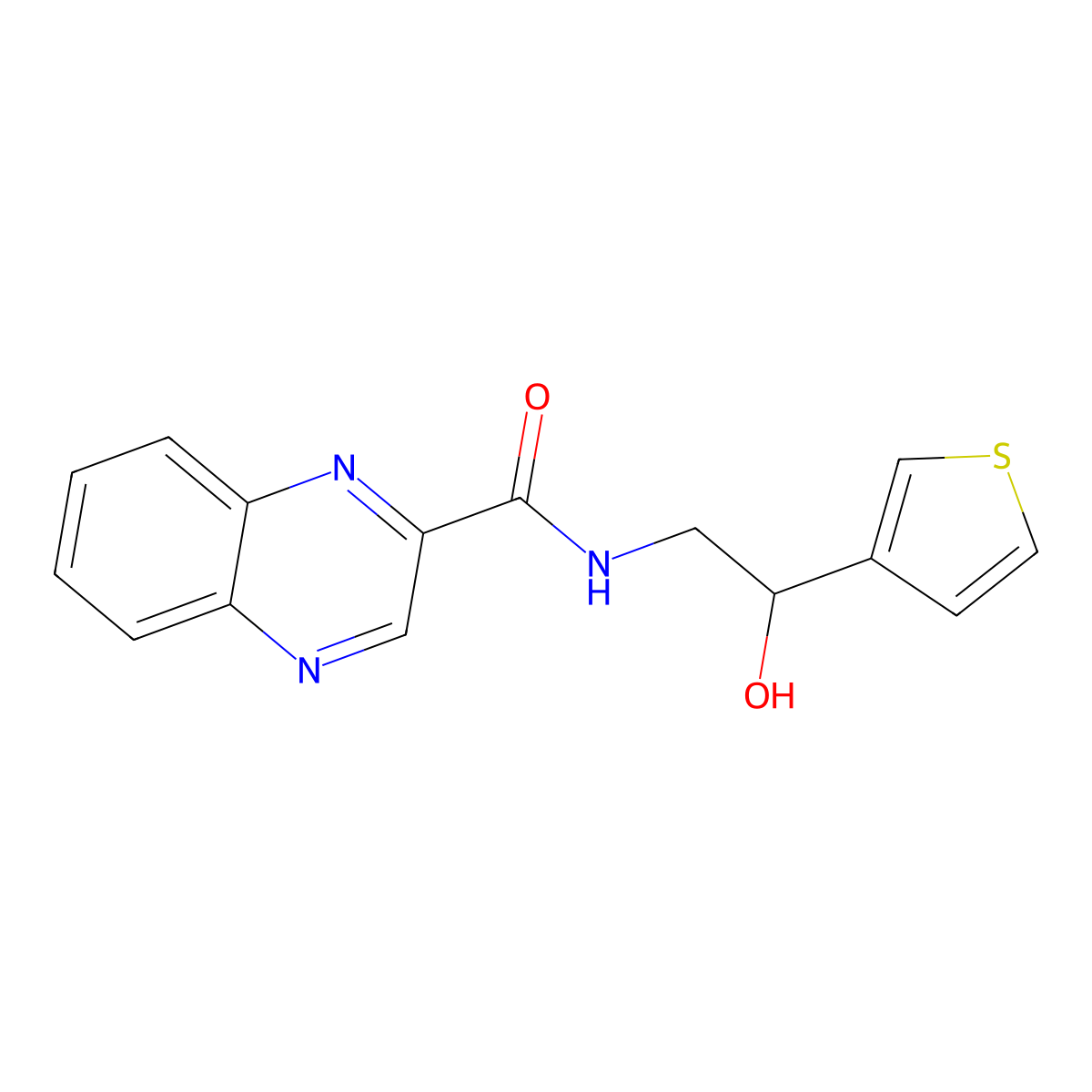 N-(2-hydroxy-2-(thiophen-3-yl)ethyl)quinoxaline-2-carboxamide molecular structure, CAS 1251708-50-5