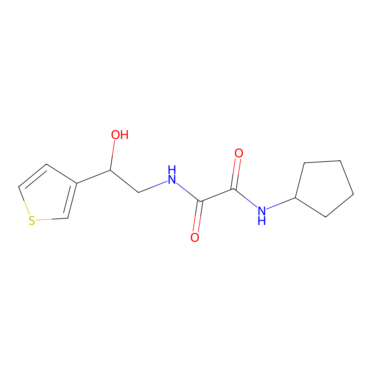 N1-cyclopentyl-N2-(2-hydroxy-2-(thiophen-3-yl)ethyl)oxalamide molecular structure, CAS 1251708-53-8