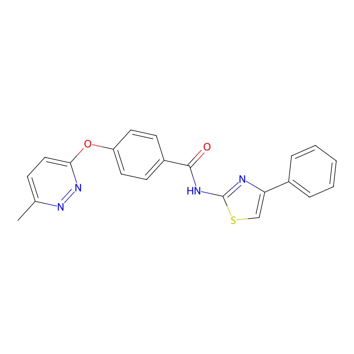 4-((6-methylpyridazin-3-yl)oxy)-N-(4-phenylthiazol-2-yl)benzamide molecular structure, CAS 1251708-55-0