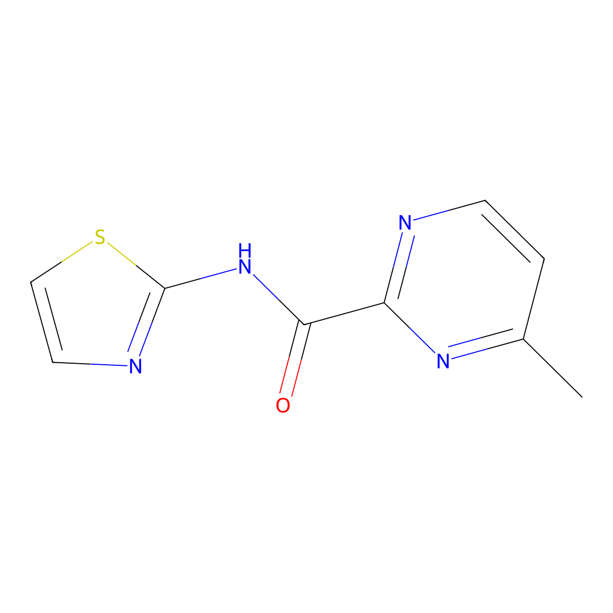 4-methyl-N-(thiazol-2-yl)pyrimidine-2-carboxamide molecular structure, CAS 1251708-60-7