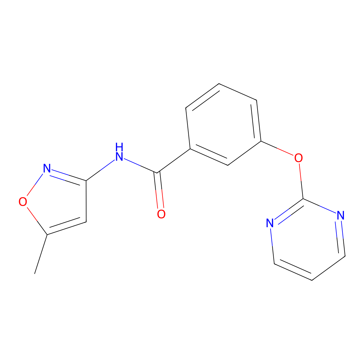N-(5-methylisoxazol-3-yl)-3-(pyrimidin-2-yloxy)benzamide molecular structure, CAS 1251708-65-2