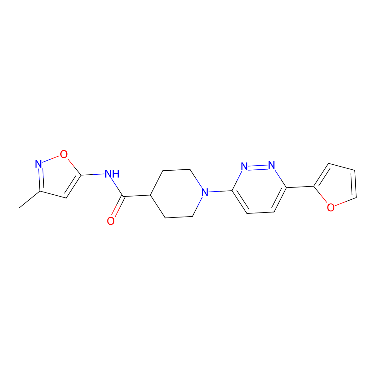 1-(6-(furan-2-yl)pyridazin-3-yl)-N-(3-methylisoxazol-5-yl)piperidine-4-carboxamide molecular structure, CAS 1251708-67-4