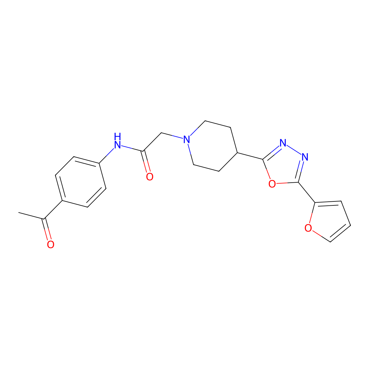 N-(4-acetylphenyl)-2-{4-[5-(furan-2-yl)-1,3,4-oxadiazol-2-yl]piperidin-1-yl}acetamide molecular structure, CAS 1251708-69-6