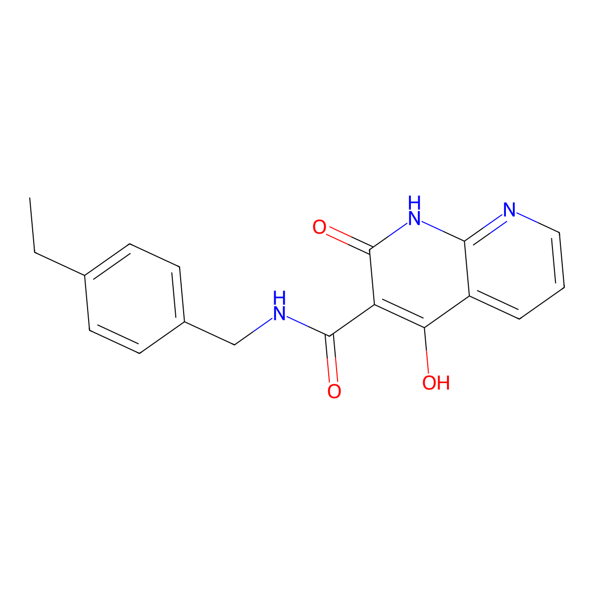 N-[(4-ethylphenyl)methyl]-4-hydroxy-2-oxo-1,2-dihydro-1,8-naphthyridine-3-carboxamide molecular structure, CAS 1251708-80-1
