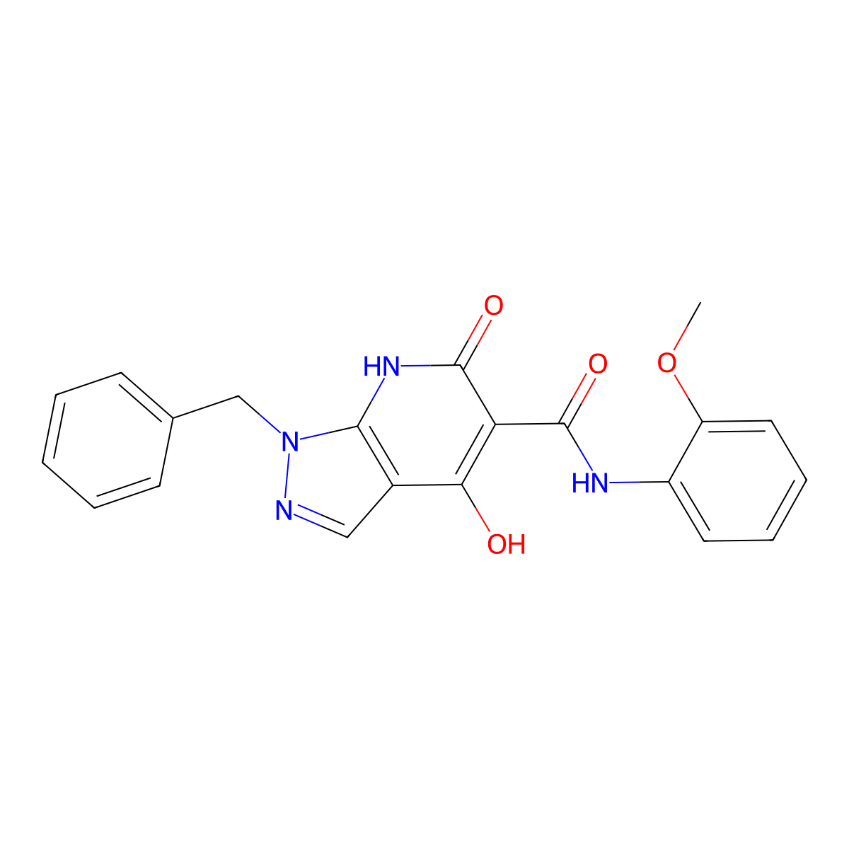 1-benzyl-4-hydroxy-N-(2-methoxyphenyl)-6-oxo-1H,6H,7H-pyrazolo[3,4-b]pyridine-5-carboxamide molecular structure, CAS 1251708-84-5