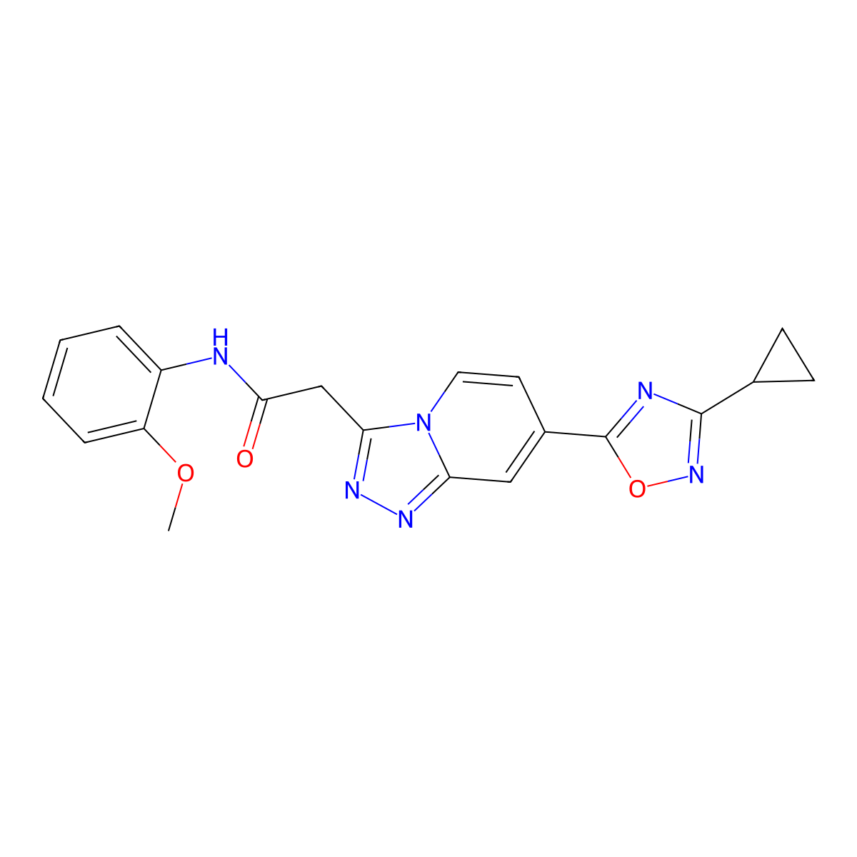2-(7-(3-cyclopropyl-1,2,4-oxadiazol-5-yl)-[1,2,4]triazolo[4,3-a]pyridin-3-yl)-N-(2-methoxyphenyl)acetamide molecular structure, CAS 1251708-91-4